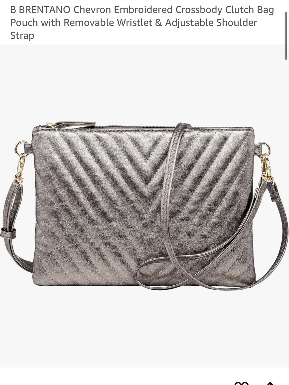 BRENTANO Chevron Embroidered Crossbody Clutch Bag with Removable Wristlet